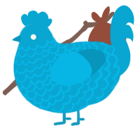 A cerulean chicken with a lace pattern
