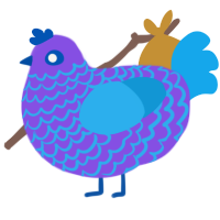wave sprite, a blurple and sky chicken with a lace pattern