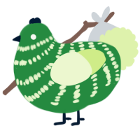 A viridian and apple chicken with a bar pattern