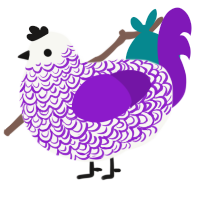 A white and violet chicken with a double-lace pattern
