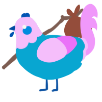 A cerulean and lavender chicken with a head pattern