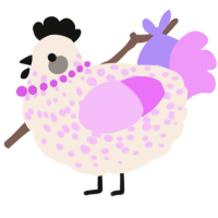 A cream and lavender chicken with a speckle pattern