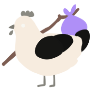 A cream and black chicken