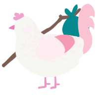 A white and rose chicken with a half-lace pattern