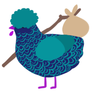 A navy and teal chicken with a double-lace pattern