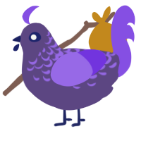 A overcast and blurple chicken with a half-lace pattern