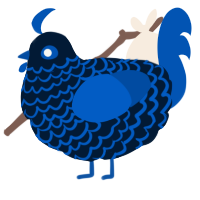 A tumblr and ultramarine chicken with a lace pattern