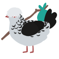 A mist and sable chicken with a half-lace pattern