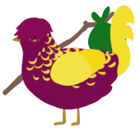 A wine and yellow chicken with a half-lace pattern