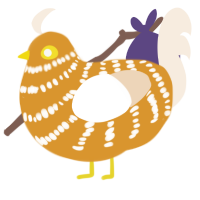 A orange and cream chicken with a bar pattern