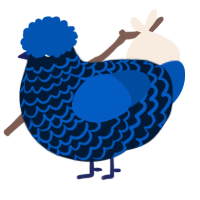 A tumblr and ultramarine chicken with a lace pattern