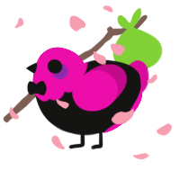 A black and fuchsia chicken with a head pattern