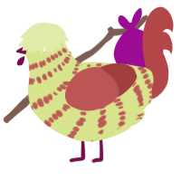 Chamoy Jr, a lemon and red chicken with a bar pattern