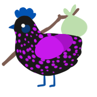 A sable and amethyst chicken with a speckle pattern