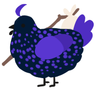 A tumblr and indigo chicken with a speckle pattern