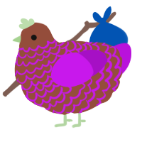 A russet and amethyst chicken with a lace pattern