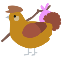 A ochre and russet chicken