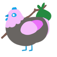 Cherry, a grey and lavender chicken with a head pattern