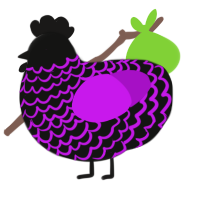 A black and amethyst chicken with a lace pattern