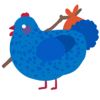 A sapphire and ultramarine chicken with a speckle pattern