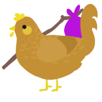 A gold chicken with a half-lace pattern