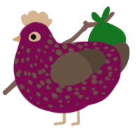 A wine and bark chicken with a speckle pattern