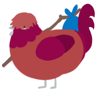 Lesbian, a red and maroon chicken with a head pattern