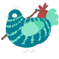 A sea and mint chicken with a bar pattern