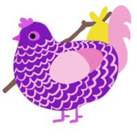 A violet and pink chicken with a lace pattern