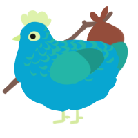 A cerulean and turquoise chicken with a half-lace pattern