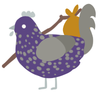 A overcast and ash chicken with a speckle pattern