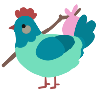 A mint and sea chicken with a head pattern