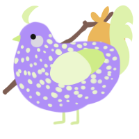 A lilac and apple chicken with a speckle pattern