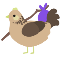 A beige and bark chicken with a neck-speckle pattern