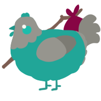 A turquoise and ash chicken with a head pattern