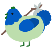 A gluppy and ultramarine chicken with a head pattern