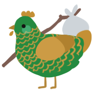 Chichi, a viridian and gold chicken with a lace pattern