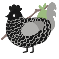 A black and ash chicken with a lace pattern