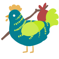 A sea and lime chicken with a half-bar pattern