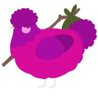 A fuchsia and plum chicken with a head pattern