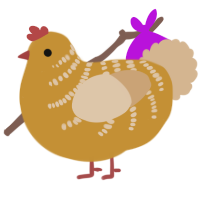 A gold and beige chicken with a half-bar pattern