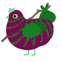 plum, a wine and leaf chicken with a bar pattern