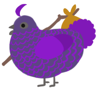 A overcast and violet chicken with a lace pattern