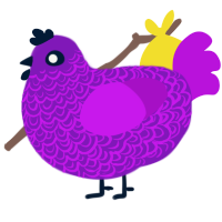 A violet and amethyst chicken with a double-lace pattern