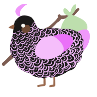 A sable and lavender chicken with a double-lace pattern
