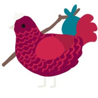 A maroon and crimson chicken with a lace pattern