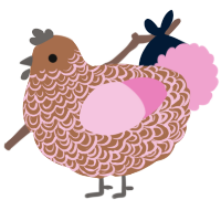 A brown and pink chicken with a double-lace pattern