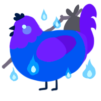 A ultramarine and violet chicken with a head pattern