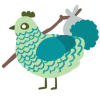 A gluppy and teal chicken with a lace pattern