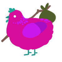 A fuchsia and amethyst chicken with a neck-speckle pattern